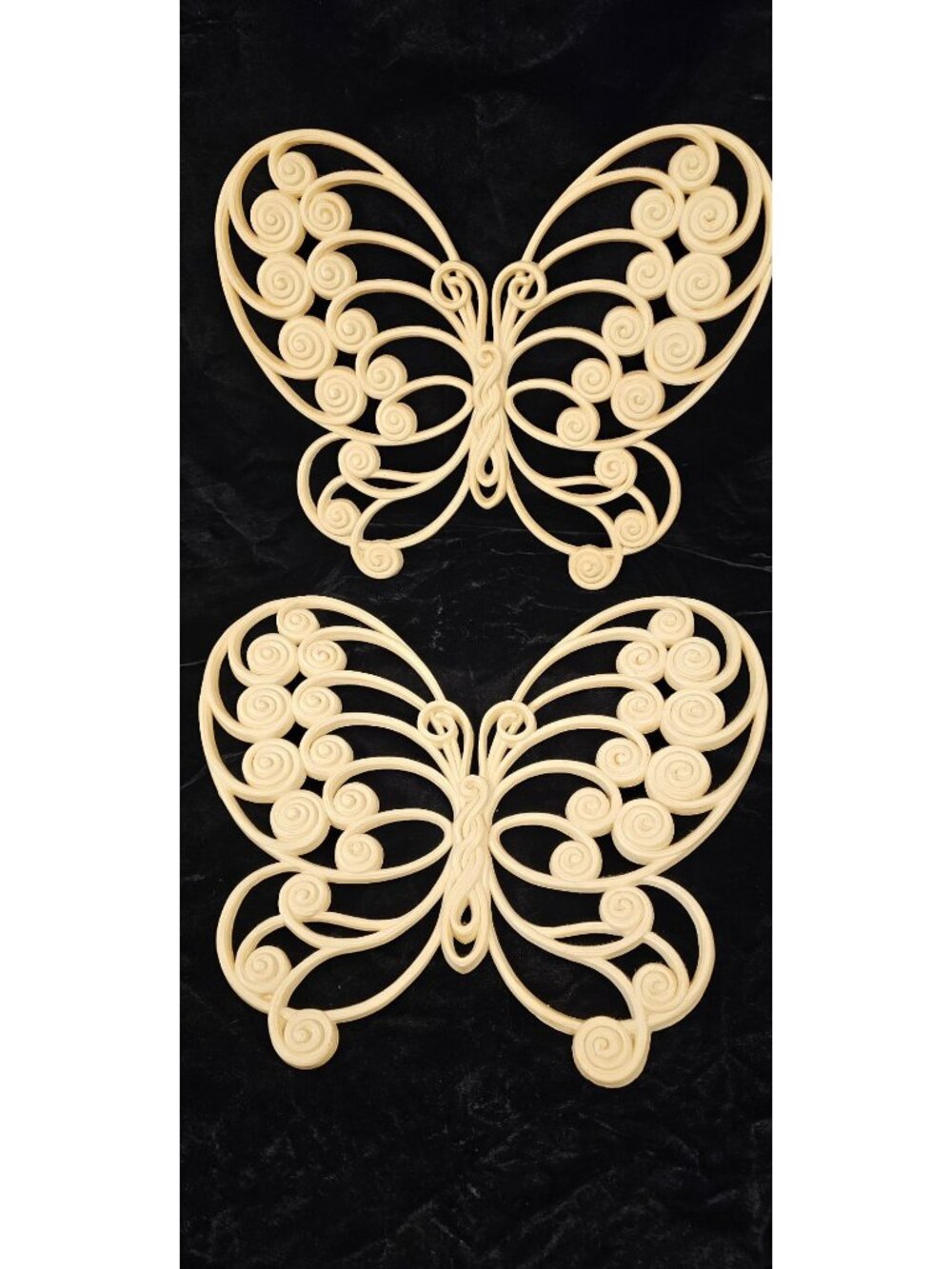Vintage 1976 Burwood Products Ivory-Colored Butterfly Wall Plaques